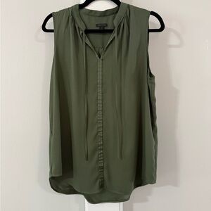 Ann Taylor Olive Tie-Neck Sleeveless Top, M